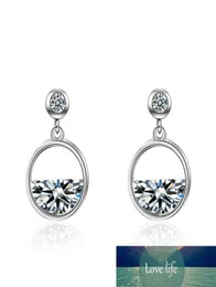 Fashion Shiny Cubic Zirconia Round Circle 925 Sterling Silver Ladies Stud Earrings Jewelry For Women No Fade Cheap Students Girl7111271