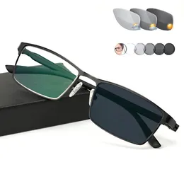 Occhiali da lettura Pochromic per esterni in lega Uomo Sole Scolorimento automatico Presbiopia Ipermetropia Glasse gafas de lectura 240122