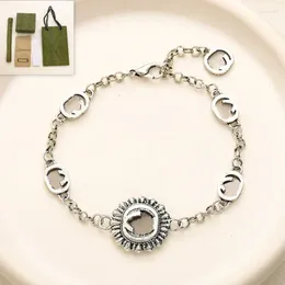 Strand vintage banhado a prata boutique pulseiras com caixa de luxo feminino corrente pulseira marca designer jóias design clássico aço inoxidável