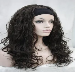 Hivision New Charming Healthy Fashion Dark Chocolate Wavy Curly 34 Wig with Headband Synthetic Women039s Half Wig6491069