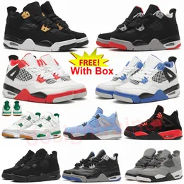 Kinderschuhe 4 Jumpman 4S Kleinkind Sneakers Jungen Mädchen Weiß Oreo Pine Green Bred Military Blue Black Cat Pure Money Red Thunder Kleinkinder Sport Basketballschuhe