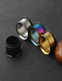 Gauge ear plug stainless steel single flared flesh tunnel 96pcslot Mix 3 color ear expander taper piercing body jewelry1043774