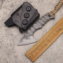 1Pcs New A0224 High End Fixed Blade Knife DC53 Stone Wash Blade Full Tang Steel Handle Outdoor EDC Pocket Mini Axe with Kydex