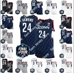 Final Four Uconn Huskies Basketball Jersey 24 Hawkins Adama Sanogo Joey Calterra Donovan Clingan Paige Bueckers Andre Jackson Jr. Tristen Newton Nika Muhl