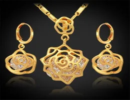 خمر إنفينيتي أنيقة روز مكعب Zirconia أقراط مجموعة 18K مجموعات مجوهرات أزياء حقيقية مطلي بالذهب للنساء 6406939
