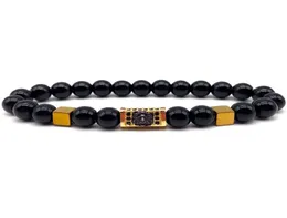 NAIQUBE 2019 Moda Nova Crânio Âncora Leão Pulseira Homens 8mm Contas de Pedra Charme Pulseira Para Homens Jóias Gift3797402