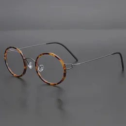 Danmark Glasses Frame Män kvinnor Skruvlösa glasögon ultralätt retro runda optiska glasögon handgjorda designer skådespel 240119