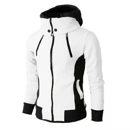 2023 blixtlås män jackor höst vinter casual fleece rockar bomber jacka halsduk krage mode huva male outwear smal fit hoody 240124