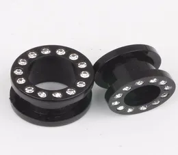 Ear piercing F39 50pcslot mix312mm arylic body piercing jewelry uv black crystal ear plug flesh tunnel4794366