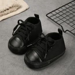 İlk Yürüyüşçüler Bebek Siyah Sneaker Boys Serin Canvas Ayakkabı Pamuk Tabanları Dayanıklı Günlük Yürümeye Başlayan Çocuklar İçin Uygun 0-18 aylık