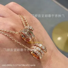 مصمم Bvlgary Jewelry Bulgaria Necklace 925 نقي الفضة ثلاثة حلقة كاملة الماس الكامل قلادة العظم قلادة 18K روز الذهب سلسلة طوق للنساء