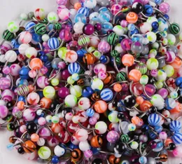 100PCSlot Body Jewelry Piercing Eyebrow Navel Belly Tongue Lip Bar Rings Mixed Color1634358