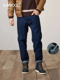 2023 Autumn Winter Mens Fleece AnkleLength Jeans Bekväm avsmalnande denimbyxor Plus -märkeskläder 240131