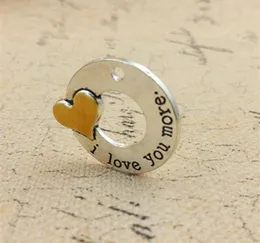 100 PCSlot Antique silverquot I love you more quot inspiration charm pendant DIY jewelry supply30mm9465413