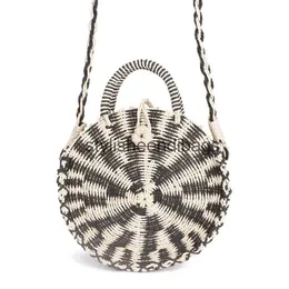 Umhängetaschen Chic Handmade Rattan gewebt Runde Handtasche Vintage Retro Stroh Gestrickte Messenger Bag Dame Handtasche Sommer Strand Tote Kreis BagH24218