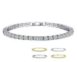 18 Karat weiß-gelb vergoldete Glieder-Tennisarmbänder mit runden, funkelnden Kristallen und Steinen für Damenschmuck, Pulseras Mujer Accessoir2479238