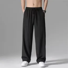 2023 homens de seda gelo joggers sweatpants y2k streetwear roupas esportivas jogging ginásio calças masculinas baggy perna larga calças retas 240125