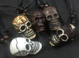 12 PCS YQTDMY Whole Fashion Jewelry Kared Skull Charm Necklace Jewelry Wood Beads Rope Adagable45912094971384