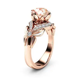 Vintage Diamond 18k Rose Gold Ring Gemstone Wedding Ring for Women Pure Topaz Bague Anel Jewelry Anillos de Bizuteria Gemstone 240119