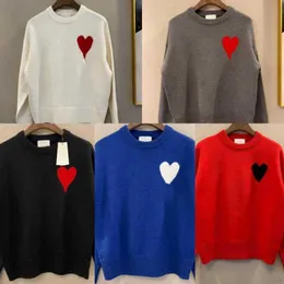 Amis Fashion Amisweater Paris Mens Women Designer Knitted Shirts High Street Printed a Heart Pattern Round Neck Knitwear Men Women Am i Jumper