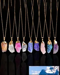 Crystal Quartz Healing Point Chakra Bead Natural Gemstone Necklace Original Pendant Women Men المجوهرات المطلية بالسلاسل الذهب 6388003