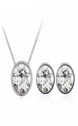 Rovski Round Pendant Necklace Stud Earrings Set Women 2018 Jewelry Set Mother 's Gift4764886의 크리스탈