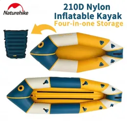 210D Nylon Uppblåsbar kajakbåt bärbar vikbar singledouble fiskekano 240127