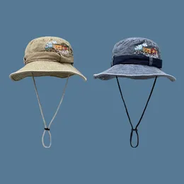 Fashion Denim Fisherman Hat Womens Washable Summer Outdoor Sunscreen Camping Versatile Casual Mountaineering 240130