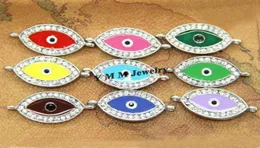 Conectores inteiros de cristal em formato de olho, 50 peças, cores mistas, pulseira, conector 5175613