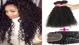 Remy Brazilian Hair 3 حزم مع إغلاق الدانتيل رخيص 8 أ بيرو برازيلي الهندي ماليزي تمديد الشعر عذراء الشعر Wave8825089