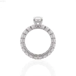 Klassisk band Wedding Ring Platinum med päronform VVS 3mm Moissanite Diamond Full Eternity Set