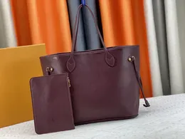 M46599 디자이너 Neverbagf Bag 쇼핑 가방 MM 디자이너 여성 핸드백 와인 레드 야외 해변 핸드백 어깨 가방 엄마 미니 포켓 액세서리 클래식