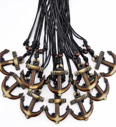 Mode Ganze 12PCSLOT Navy Stil Yak Knochen Geschnitzte Sailor Anker Anhänger Halskette für Männer Women039s Mode Schmuck Geschenke m9023551