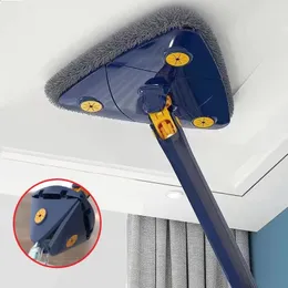 Esfregão triangular giratório 360 ° para limpeza de pisos, esfregão para limpar paredes, tetos, janelas, vassoura rotativa 240123