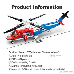 Blocks Sluban M38-B0886 402PCS City Series Set Rescue Aircraft Helicopter Plan Model Buildblocks Diy Toys for Kids Boys Gift 2022