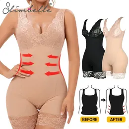 Shapewear Women Full Body Shaper Slimming Bodysuits Lace Corset midjetränare som formar underkläder Postpartum Recovery Mante 240130