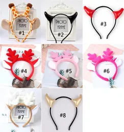 8 Designs Christmas Antlers Headband Horns Giraffe pannband Festival Performance Halloween Headband Hair Accessories Tools Hose8684770