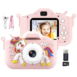 키즈 카메라 장난감 귀여운 말 유니콘 32mp1080p HD 디지털 유아를위한 디지털 어린이 크리스마스 생일 축제 어린이 선물 240131