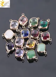 CSJA Liten storlek Murano Glass Crystal Pärlor dubbelhål Facetterad Löst pärlakontakt örhänge Armband Halsband Handfartygsmycken FI9326801