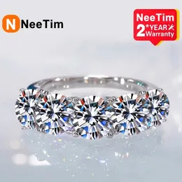 Neetim 5mm 65mm Full Ring for Women S925 Sterling Silver Sparkling Diamond Band Wedding Rings smycken GRA 240130