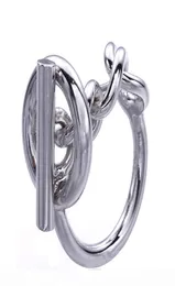 Anello a catena in corda d'argento 925 con chiusura a cerchio per le donne Anello di chiusura popolare francese Creazione di gioielli in argento sterling5931916