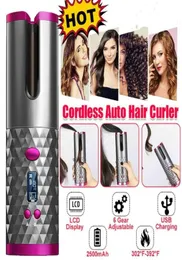 Cordless Auto Rotating Ceramic Hair Curler USB Rechargeable Curling Iron LED Display Temperature Adjustable Curling Wave Styer91873197390