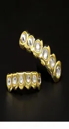 Новый стиль в стиле хип-хоп Bling Bling Rhinestone Teeth Grillz Gold Silver Plated Top Bottom Grillz Set1785741