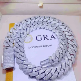 Erkekler için Moissanite Zincir Takı Küba Bağlantı Buzlu Pass Diamond Tester VVS Moissanite Mücevher Bilezik Kadınlar 14mm Zincirler Tasarımcı Jewlary