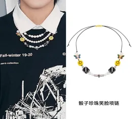 Pendant ASAP Rocky Wu Yifan Samma tärning Pearl Necklace Fashion Men039s och Women039S leende ansikte Pendant Titanium Steel Jewel8454778