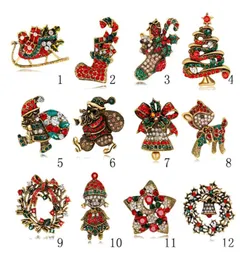 Nya Xmas gåvor smycken hela julgran broscher vintage legering multicolor crystal julbrosch bukett kostym stift in9353279