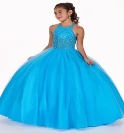 HALTER Blue Little Girls Pageant Dresses Party Dance Birthday Virthsed Crystal elequins Girl Compleion Dress Flower Flower Girls Dress6938362