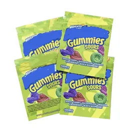 500 mg Sour Packing Påsar Tomma Mylar Plastic Sours Package Gummies Pakets Gummy Packaging Bag
