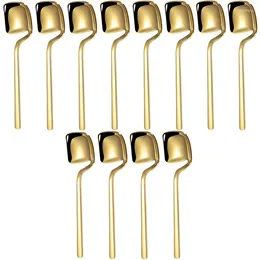 Kaffescoops 12 Pack rostfritt stålskedar Demitasse Espresso Spoon Mini Gold Plated teskedar Set för viltårta etc.