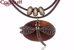 Fashion Choker Woman Necklaces vintage Jewelry Dragonfly Wooden pendant Long necklace for women collares mujer kolye4516301